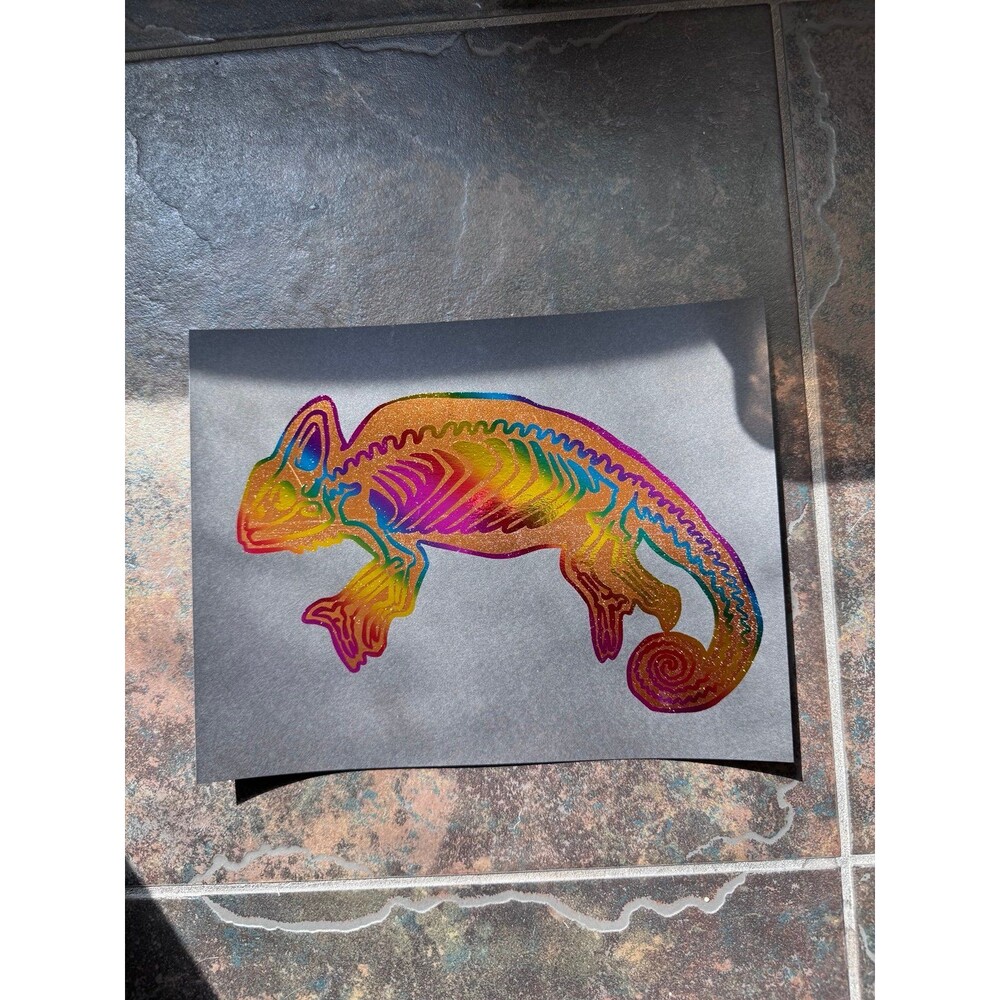 “Mood Swing” Rainbow Bones Chameleon Gold Foil Art Print